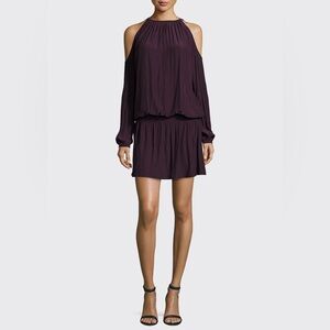 NWT Ramy Brook Lauren Cold Shoulder Blouson Smocked Waist Mini Dress